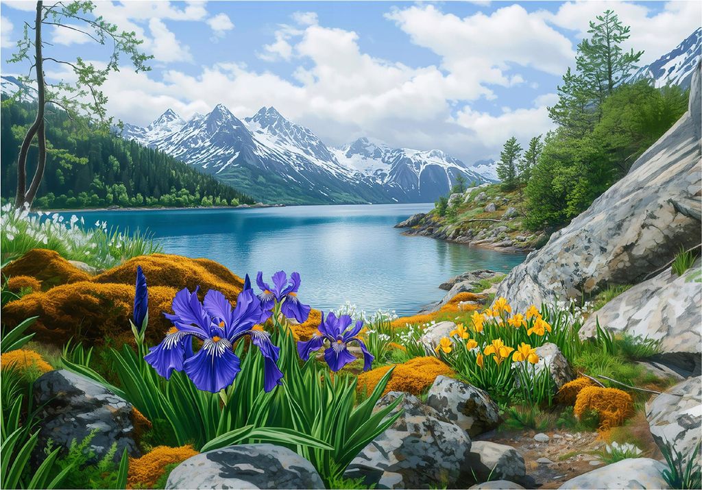 Fototapete Landschaft Berge - Tapete Wohnzimmer - 300x210 cm - inklusive kleister - Vlies Tapete - Vliestapete Wohnzimmer Schlafzimmer Küche Moder...
