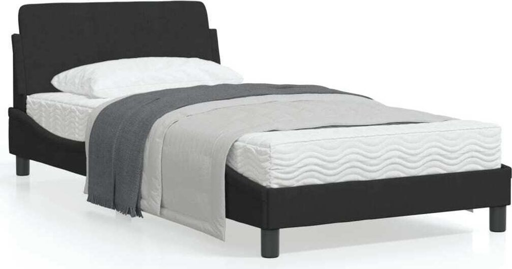 Bettgestell mit Kopfteil Schwarz 100x200 cm Samt - Produktbild 