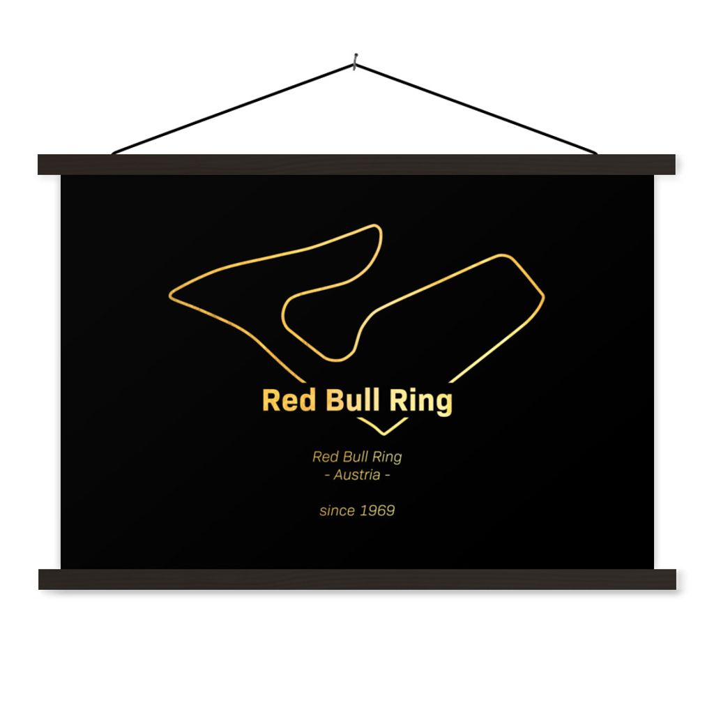 MuchoWow Textilposter Red Bull Ring - Formel 1 - Rennstrecke 60x40 cm mit schwarzem Rahmen - Hölzernes