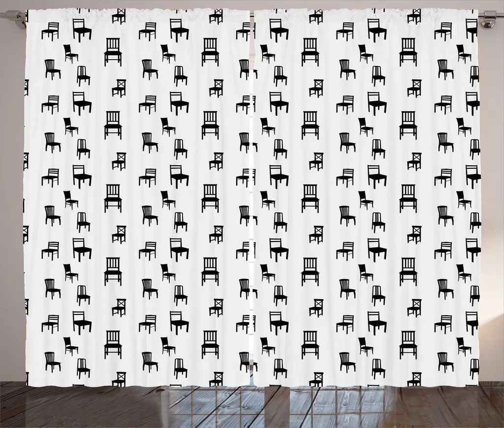 Rideau rustique ABAKUHAUS Noir et blanc à boucles 280x225 cm Coco