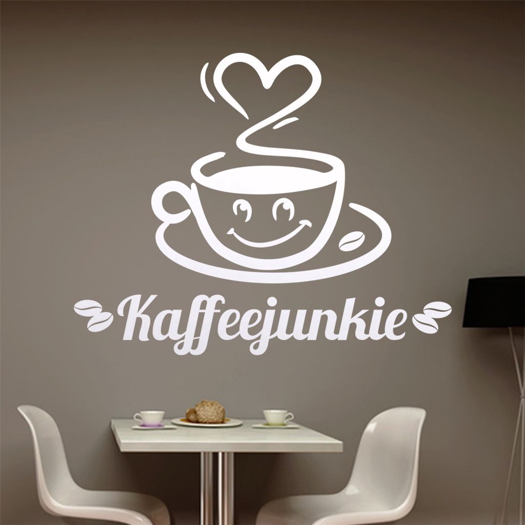 Kaffeejunkie Wandtattoo in 6 Größen - Wandaufkleber Wall Sticker - Dekoration, Küche, Wohnzimmer, Schlafzimmer, Badezimmer