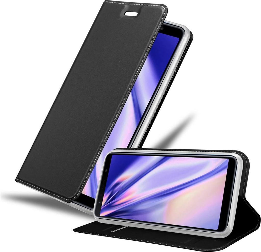 Cadorabo Handyhülle für Samsung Galaxy A7 2018 Schutz Hülle in Schwarz Cover Etui Book Case Booklet