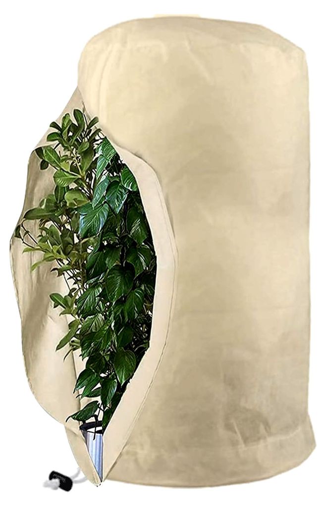 Winterschutz für Pflanzen - Atmungsaktiver Frostschutz und Kälteschutz Pflanzenschutzsack mit Reißverschluss und Kordelzug für Bäume, Palmen u...
