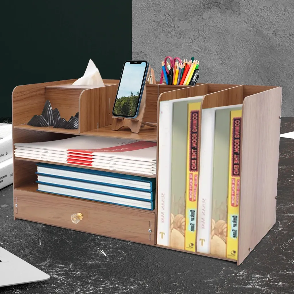 Libérez votre bureau du désordre : rangement bois A4 et support mobile - 10