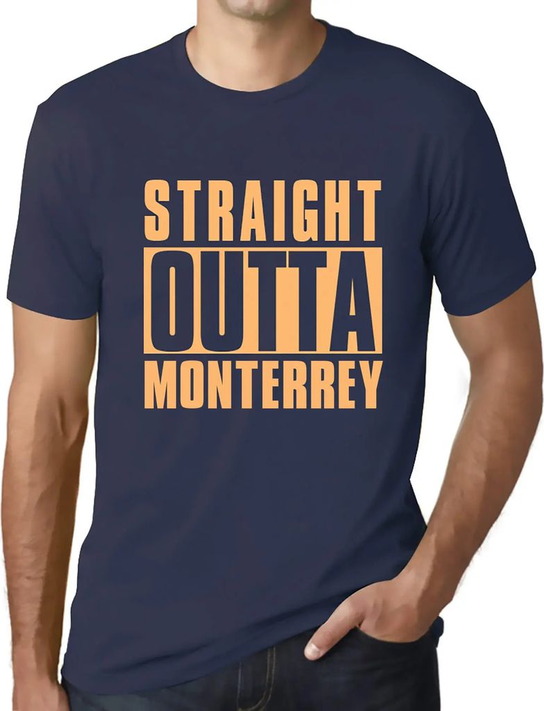 Herren Grafik T-Shirt Straight Outta Monterrey Öko-Verantwortlich Vintage Jahrgang Kurzarm Lustige Druck Geburtstag Geschenk Mann