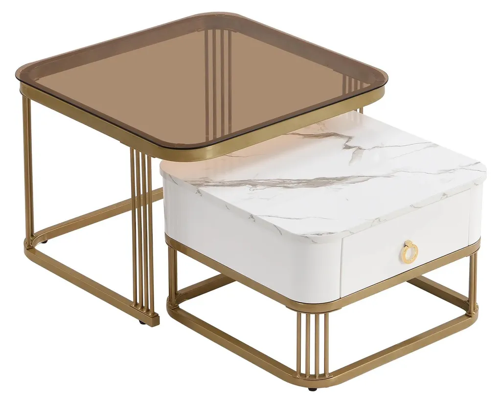 Tables basses gigognes modulables, rangement gain de place, bois clair