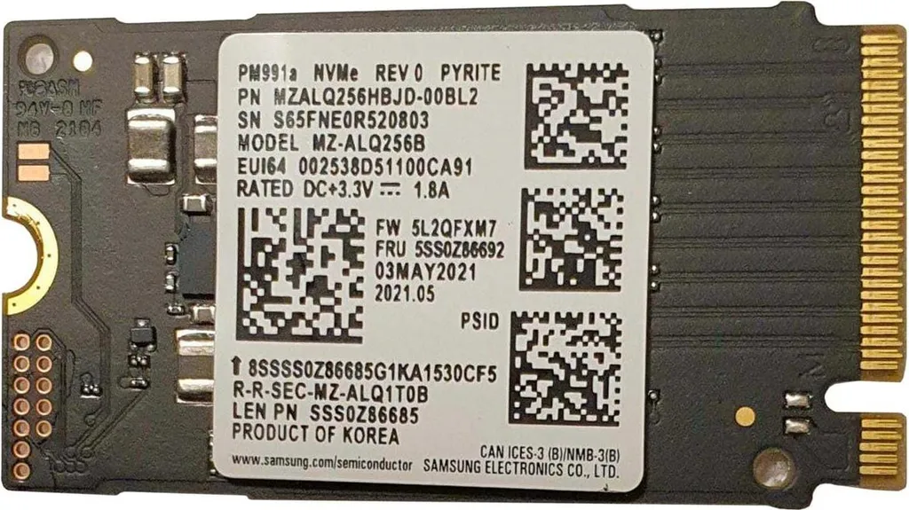 SAMSUNG PM991a SSD NVME M.2 2242 PCIe 3.0 x4 DISCO STATO SOLIDO MZ-ALQ256B PC