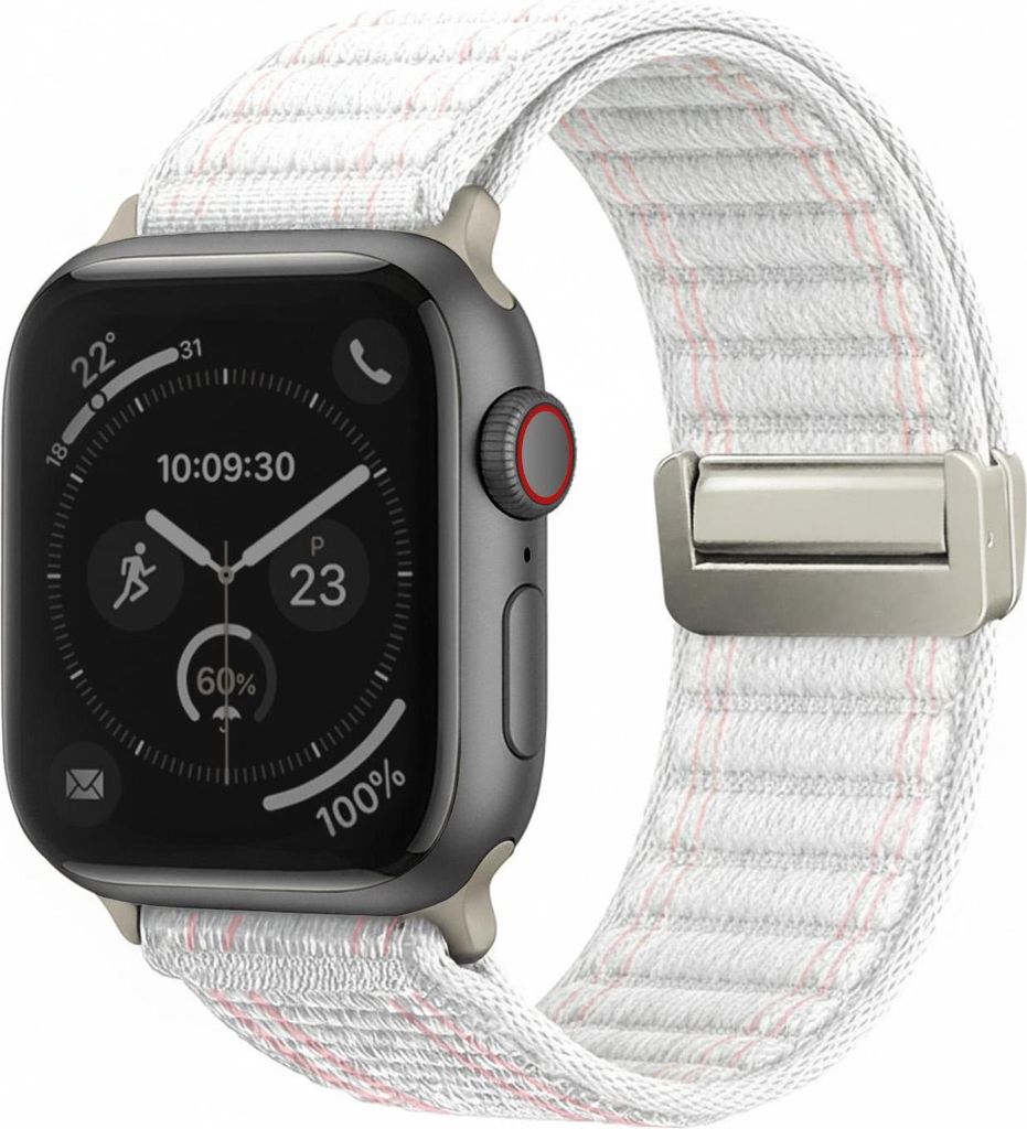 Smartwatch Armband für Apple Watch Series 5 40mm Nylon Textil Band Ersatzband Wechselband Magnetverschluss flexibel atmungsaktiv Weiß