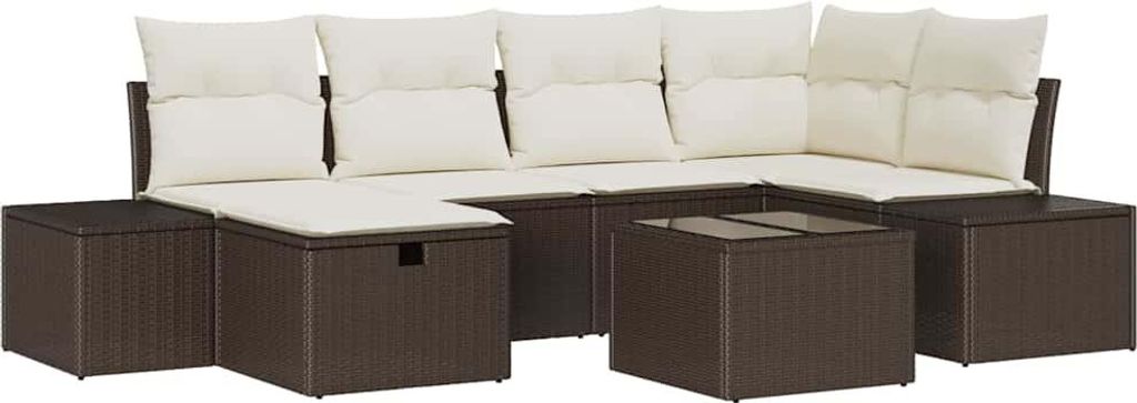 vidaXL Sofa Set mit Kissen 7 pcs Poly-Rattan