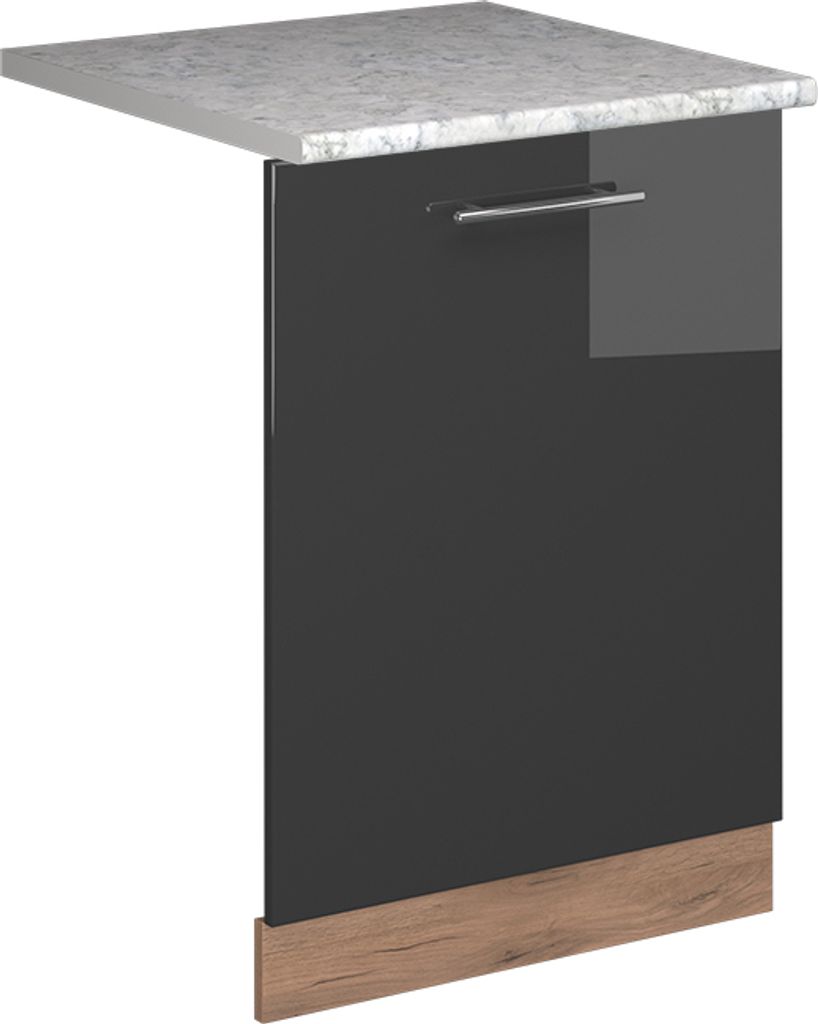 Vicco Geschirrspülblende Fame-Line, 60 cm , AP Marmor, Anthrazit Hochglanz/Goldkraft Eiche