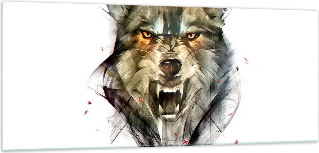 Bilder auf glas - Wolf Tier Wald - 100x40cm - Glasbilder - Wandbilder - Kunstdruck - zum Aufhängen bereit - Wanddekoration aus Glas - Glas Bilder ...