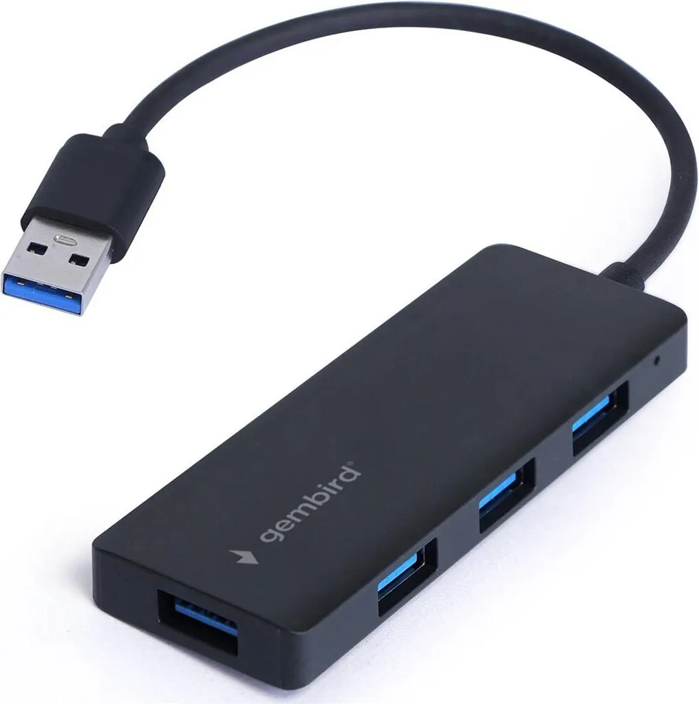 Gembird UHB-U3P4-03 Hub USB 3.2 Gen 1 | 4 Porte SuperSpeed 5Gbps Nero