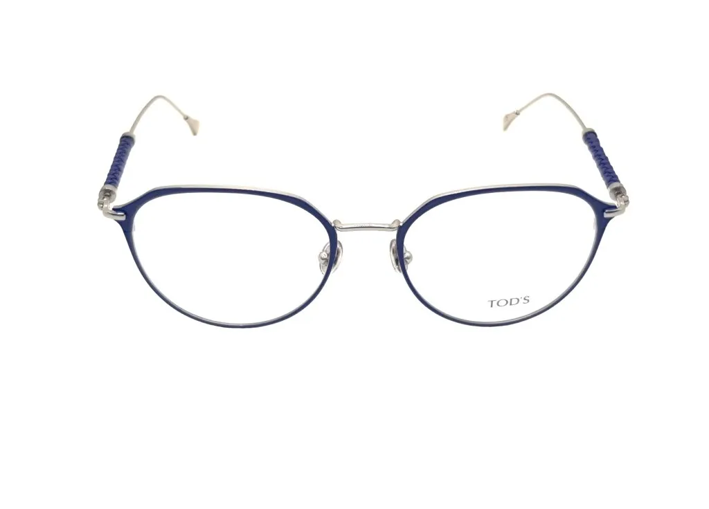 Tod's TO5246V Lunettes rectangulaires en métal bleu finition satinée