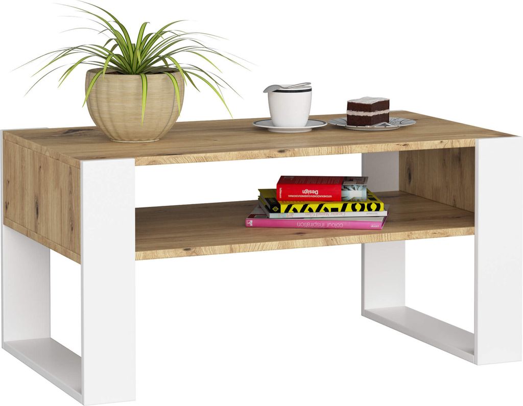 Akord konferenční stolek Domi řemeslný dub/bílý 92x53x45 cm Obrázek produktu 