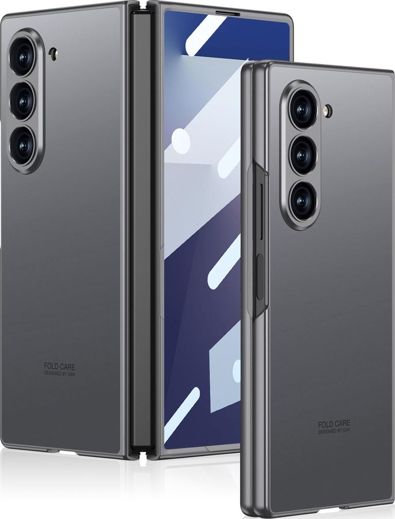 Hülle für Samsung Galaxy Z Fold 7, Schlank Hart PC AG Frosted Anti-Fingerabdruck Handyhülle mit Displayschutz Grau