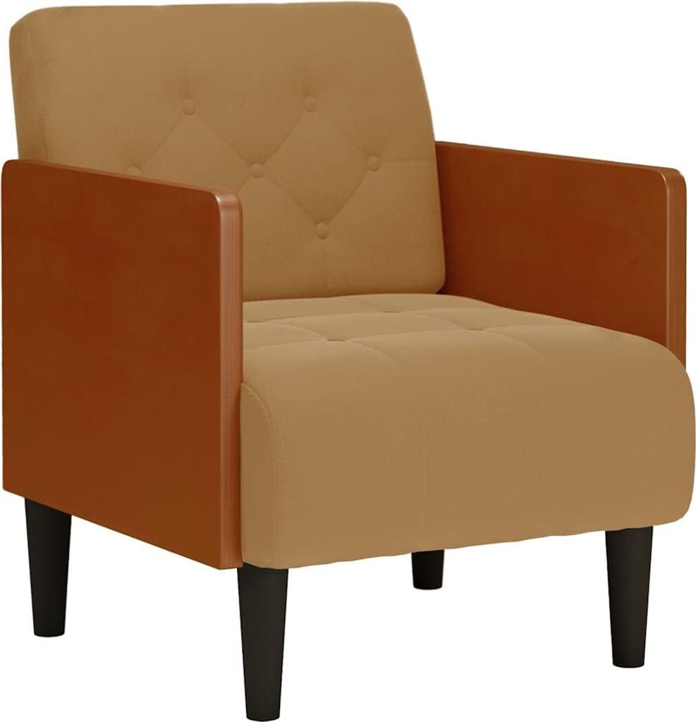 Eleganten-Stil Sessel 1 pc - Wohnzimmerstuhl - Liegestuhl bis 150kg - mit Armlehnen Braun 55 cm Samt - Fernseh- & Relaxsessel - Möbel26