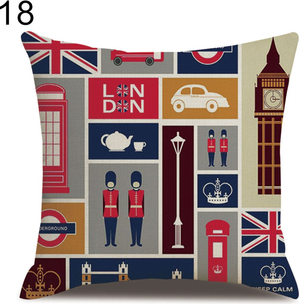 London Charaktere Fahnen Bus -Leinen Kissen Kissenbezüge Kissenbezug-18