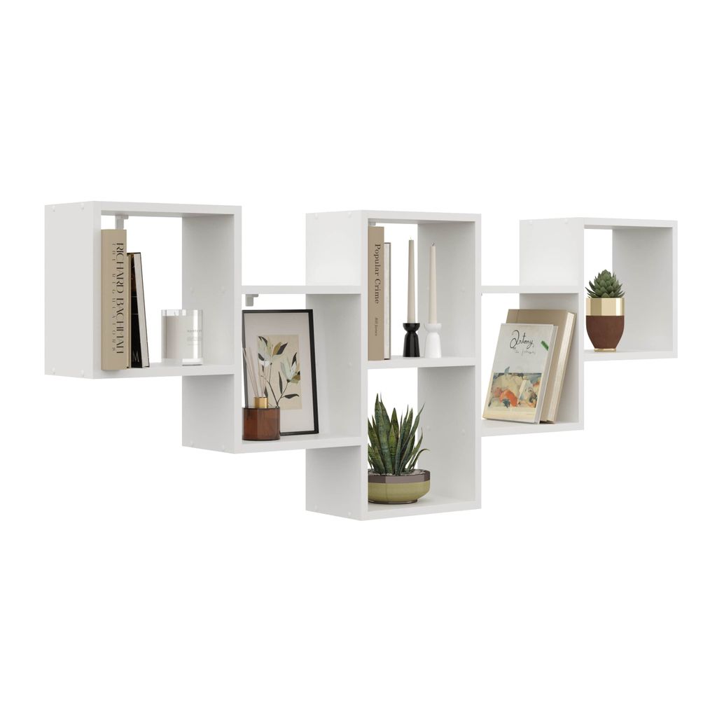 Wandregal Alize Weiß 160 cm – modernes Hängeregal mit offenen Fächern – Regal für Wohnzimmer, Büro, Kinderzimmer – skandinavisches Design
