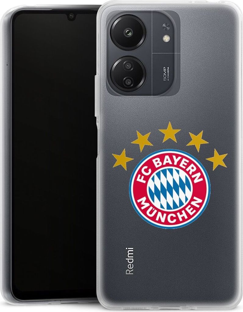 DeinDesign Handyhülle für Xiaomi Redmi 13C 4G Silikon Hülle Case Smartphone Schutzhülle FC Bayern München FCB Sterne