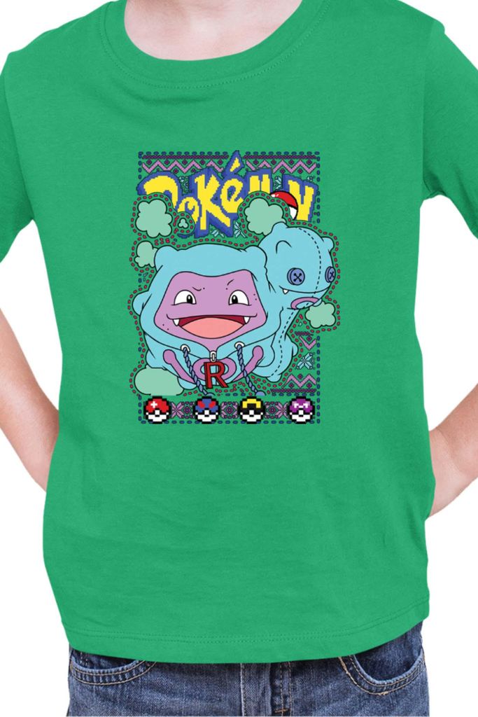 Kinder T-Shirt Japan Manga Anime Comics Pokemon 030, / Grün
