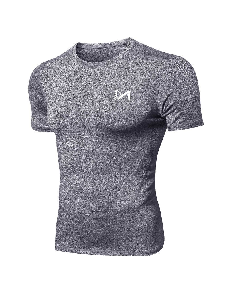 Herren Funktionsshirt kurzarm Trainingsshirt Sport Kompression Shirt Fitness Top Running Workout Basisschicht T-Shirt colour Grau clothing_size XXL