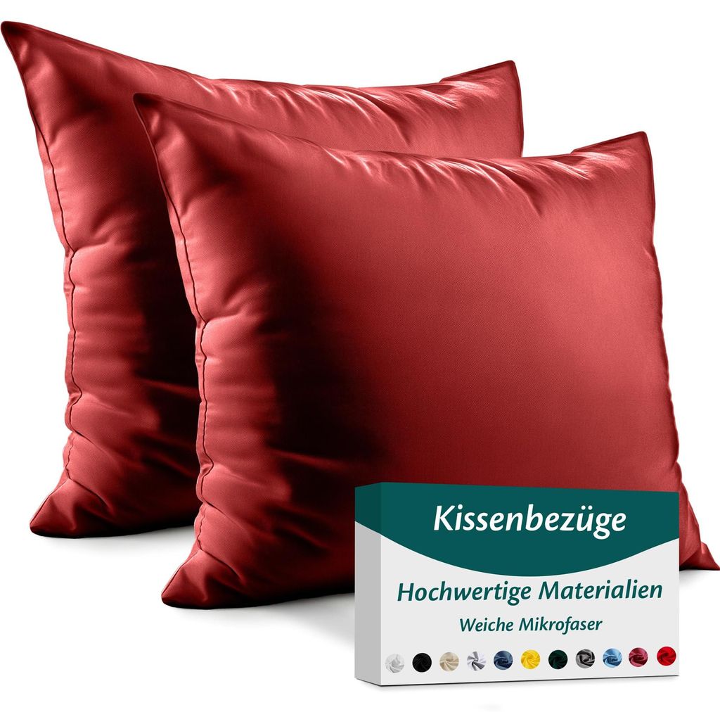 Kissenbezug 35 x 35 cm – Mikrofaser, - – Bordeaux – 2er-Set Kissenbezüge für Kissen der Größe 35 x 35 cm – Weich und atmungsaktiv – H...