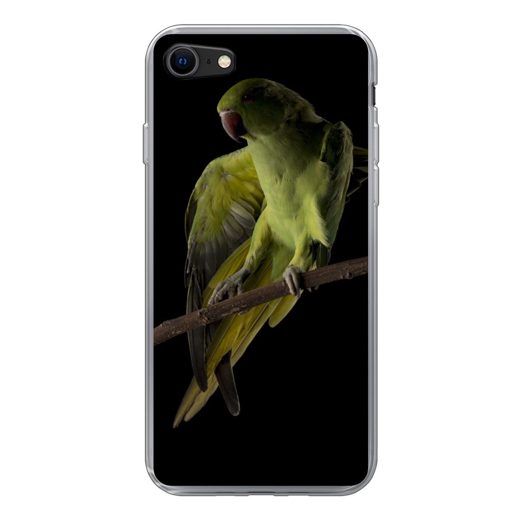 MuchoWow Handyhülle Schutzhülle Hülle für iPhone 7 Papagei - Vogel - Zweig Silikon Softcase Handy Hülle