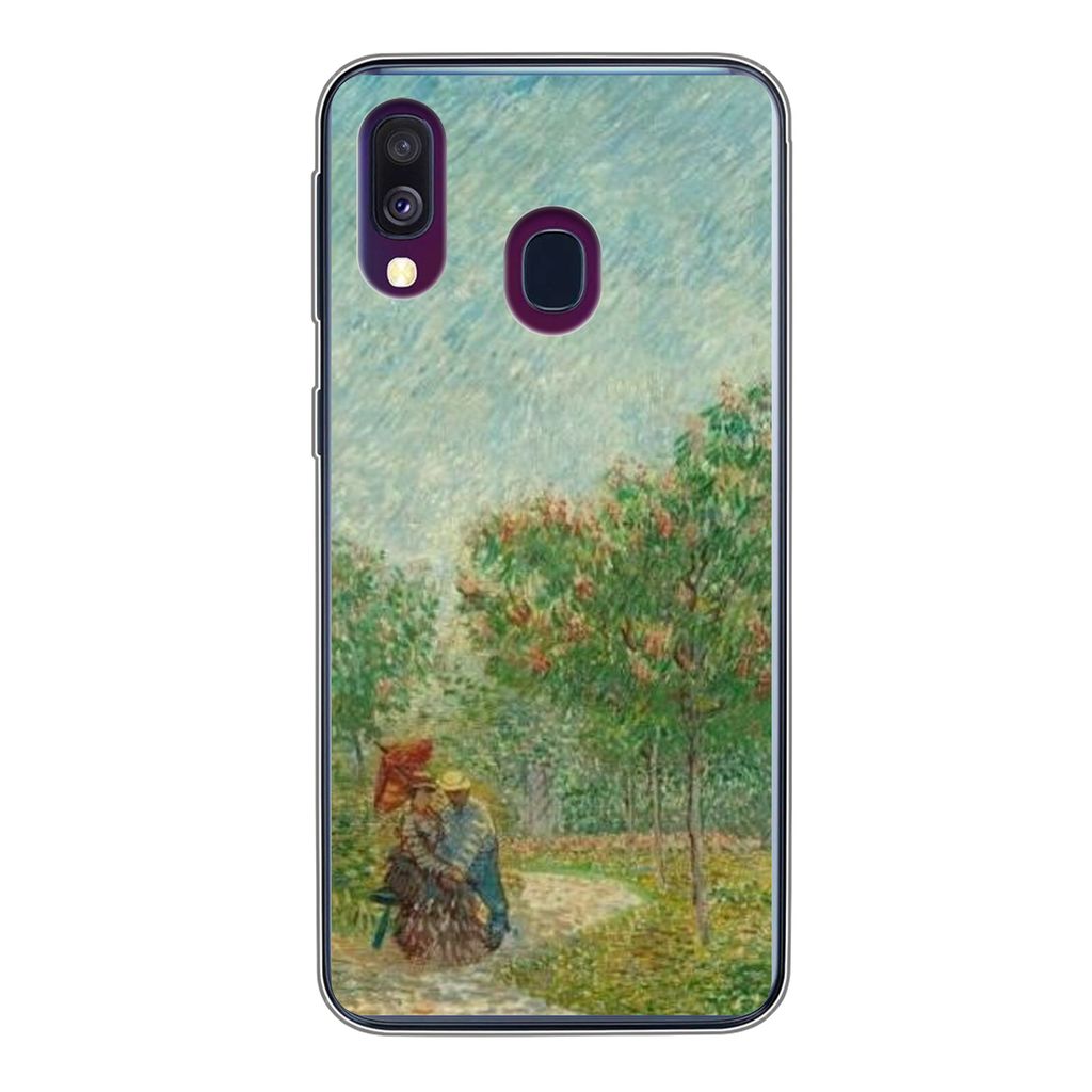 MuchoWow Handyhülle Schutzhülle Hülle für Samsung Galaxy A40 Garten mit Liebenden - Vincent van Gogh Silikon Softcase Handy Hülle - Handy-Ta...