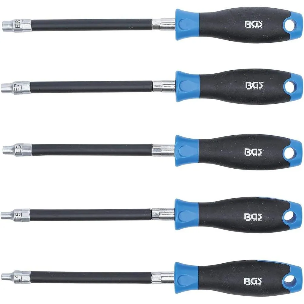 Tournevis flexible ergonomique 150 mm D-Work, lot de 5 pièces E4-E8