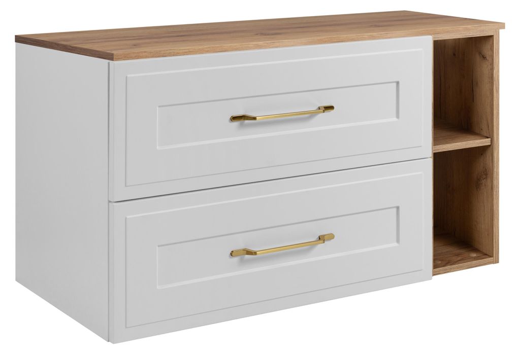 Badezimmer-Unterschrank-Set, Weiß / Eiche Craft, 80 (60 + 20) x 46 x 58 cm, 3 Grifffarben zur Auswahl