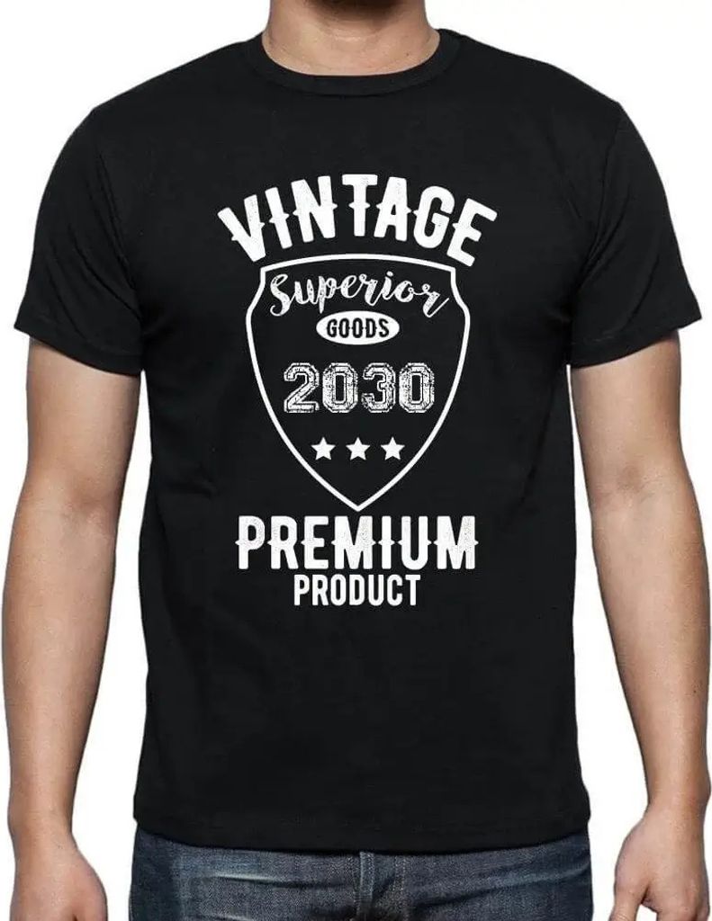 Herren Grafik T-Shirt Vintage Superior Goods Premium Product 2030 Öko-Verantwortlich Vintage Jahrgang Kurzarm Lustige Druck Geburtstag Geschenk Mann