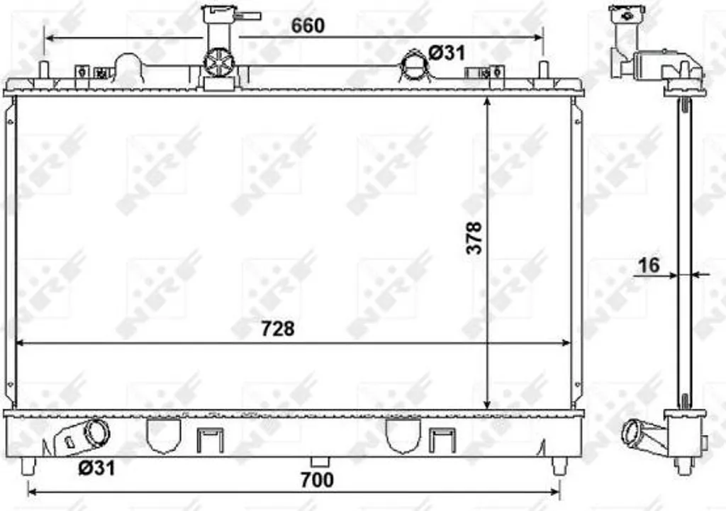 Radiateur NRF 53383 Haute Résistance OE RF5C15200 Mazda 6 Finition Alu