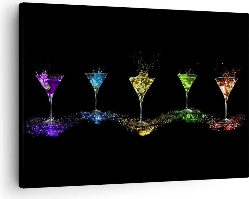 Bild auf Leinwand - Leinwandbild - Cocktail trinken Alkohol Glas - 70x50cm - Wand Bild - Wanddeko - Leinwanddruck - Bilder - Kunstdruck - Wanddekor...