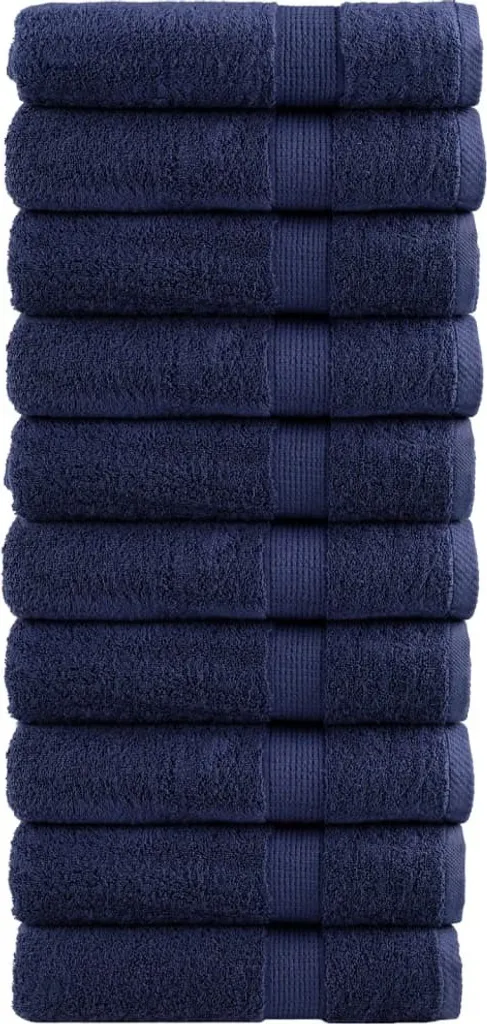 vidaXL Asciugamani da doccia Premium SOLUND 10 pz. Blu navy 70x140cm 600 g/m² - 7