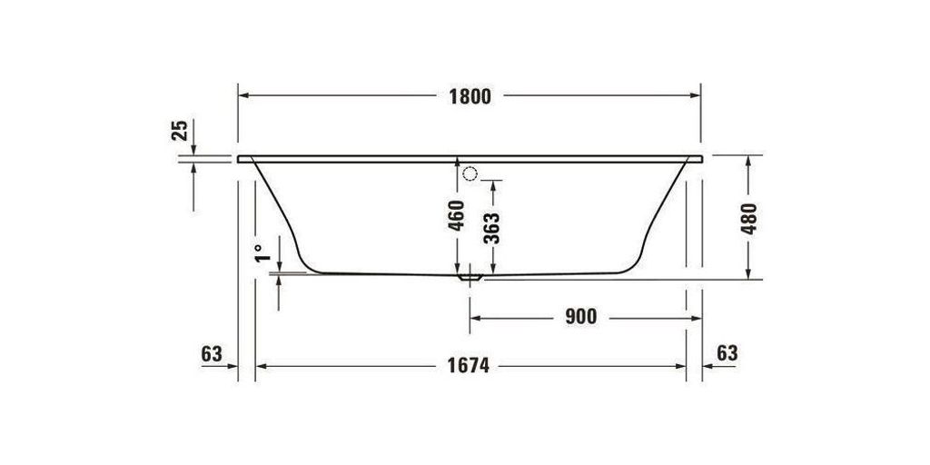 Duravit Qatego Badewanne, Einbau, 1800x800x480mm, Acryl, 2 Rückenschrägen, weiß, 700614000000000