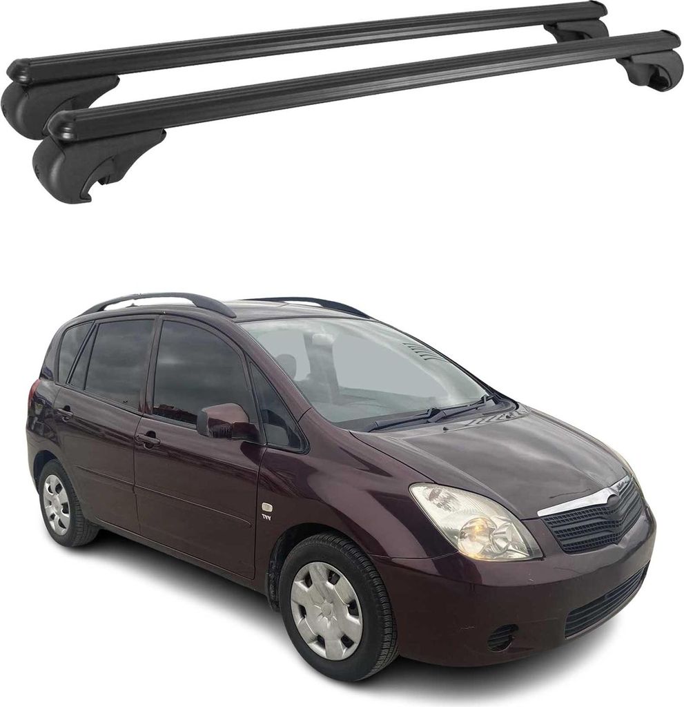 Dachträger für Toyota Yaris Verso 1999-2005 Gepäckträger Grundträger Alu Schwarz