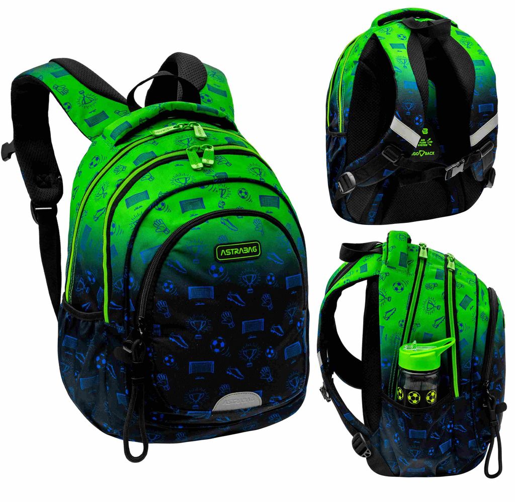 Astra | Schulrucksack Ombre Football, ergonomisch, leicht, Produktbild 