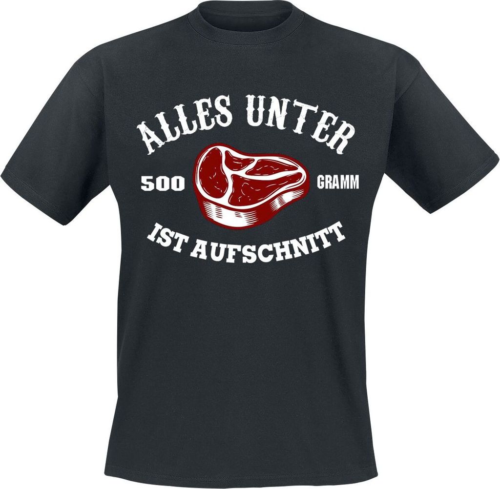 Food T-Shirt Herren Alles unter 500 Gramm ist Aufschnitt schwarz M