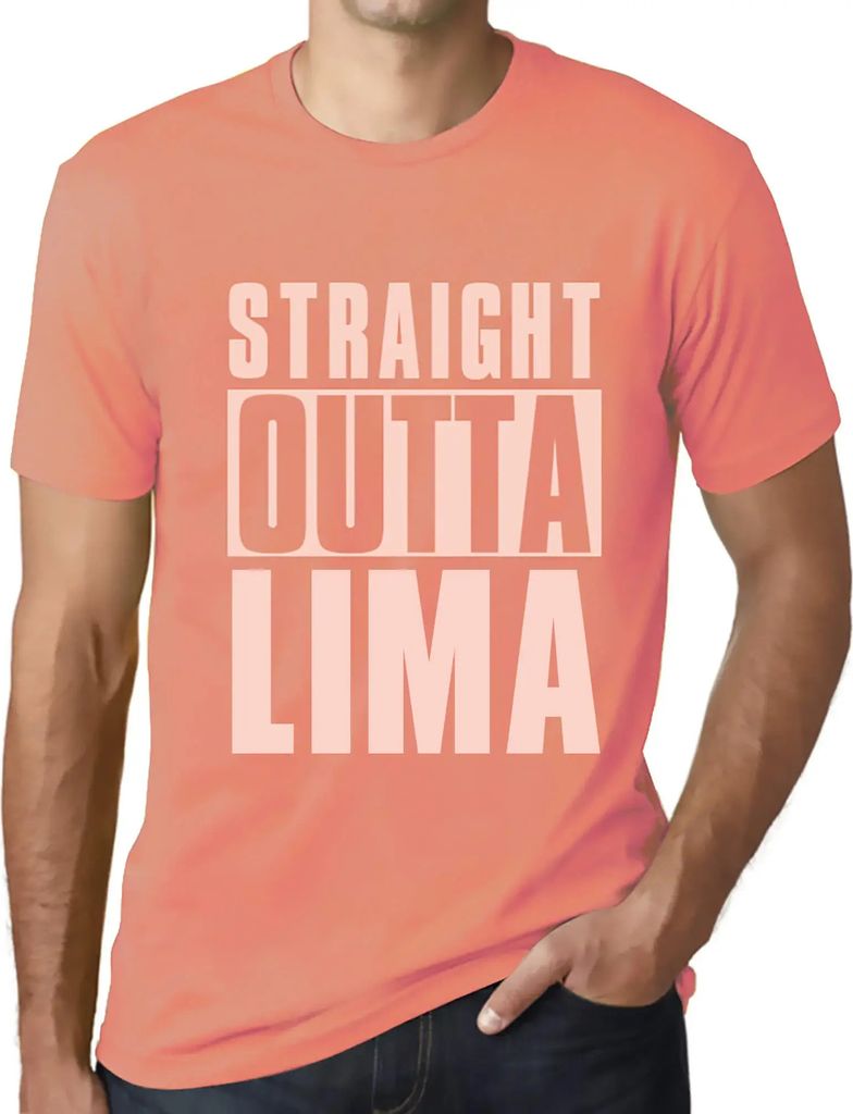 Herren Grafik T-Shirt Straight Outta Lima Öko-Verantwortlich Vintage Jahrgang Kurzarm Lustige Druck Geburtstag Geschenk Mann