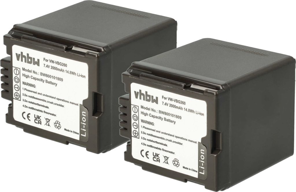 vhbw 2x Akku kompatibel mit Panasonic HDC-SD600, HDC-SD300, Produktbild 