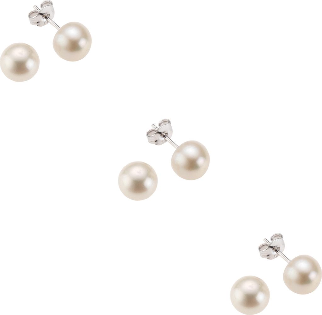 F Ohrstecker 3er-Set 925/- Sterling Silber 1,2cm weiß Süßwasserzuchtperle weiß 500220191