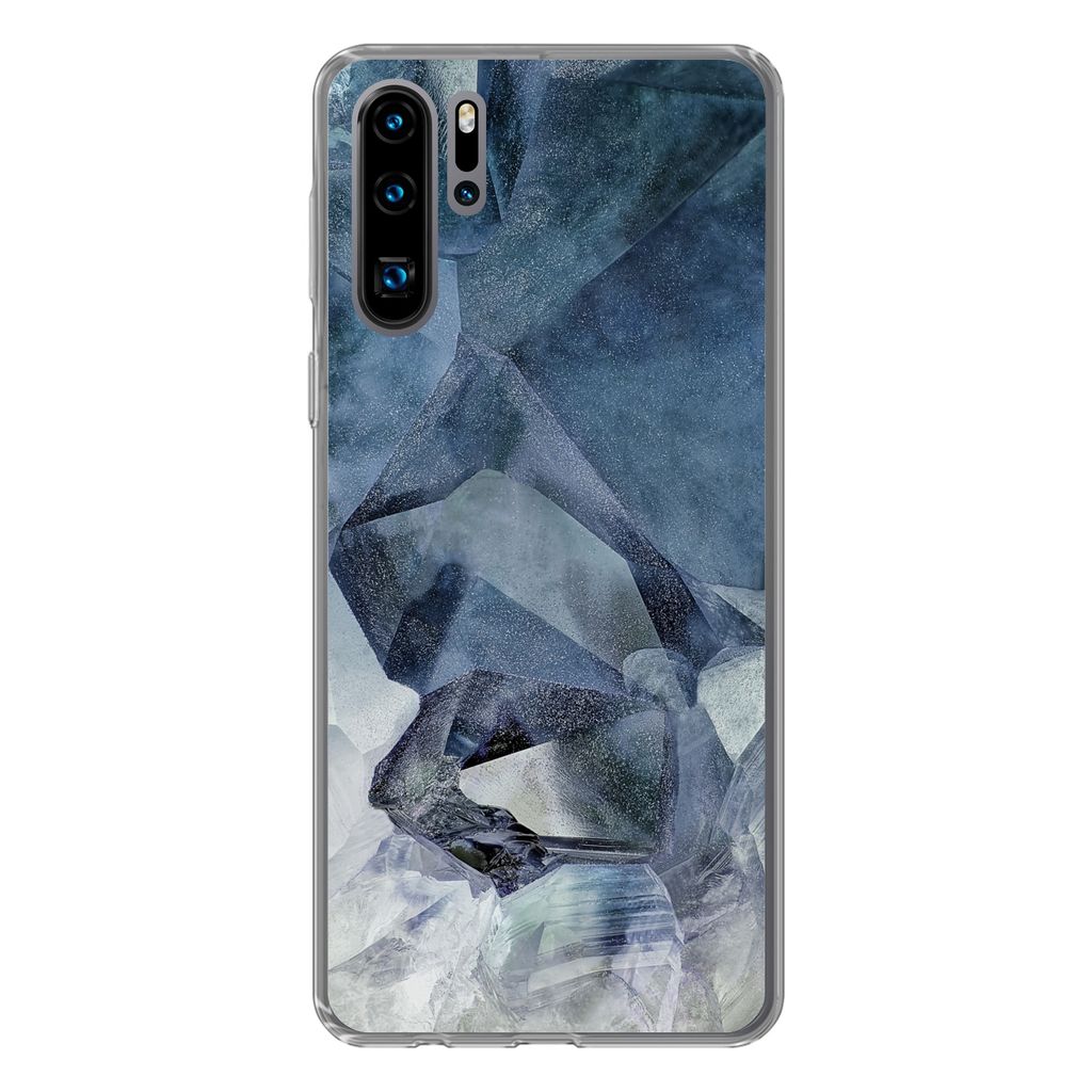 MuchoWow Handyhülle Schutzhülle Hülle für Huawei P30 Pro Naturstein - Blau - Chic Silikon Softcase Handy Hülle - Schutzdeckel