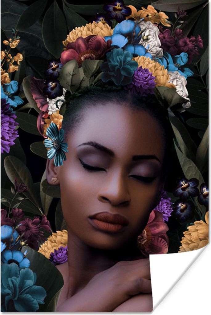 MuchoWow Poster Blumen - Blätter - Frauen 40x60 cm - Plakate für die Wand - Poster Babyzimmer