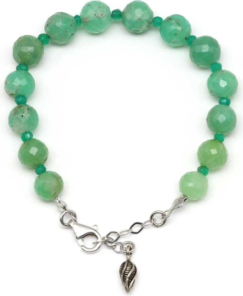 Bracelet chrysoprase facettée avec fermoir argent 925 haute qualité