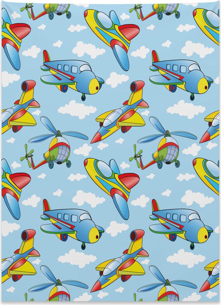 Abakuhaus Ebene Wandteppich, Flugzeuge und Hubschrauber aus Weiches Mikrofaser Stoff Kein Verblassen Klare Farben Waschbar, 110 x 150 cm, Gelb und ...