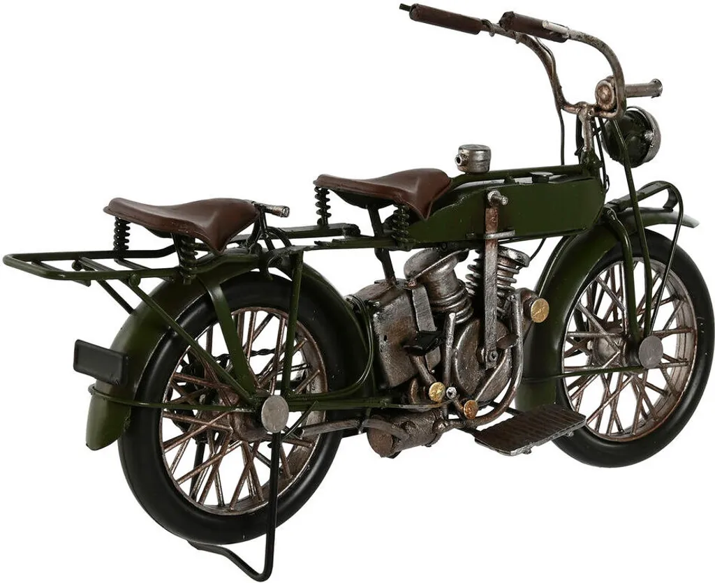 Duo de Motos Déco Vintage 31cm Home ESPRIT Coloris Bleu et Vert Mat