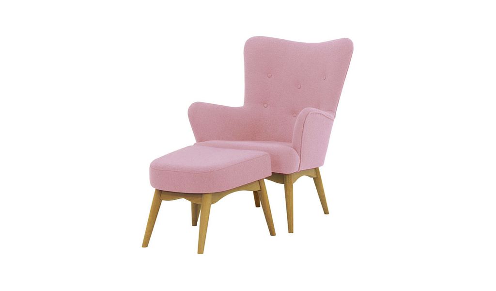 Sessel mit Fußhocker Savano - Rosa - Baku 16