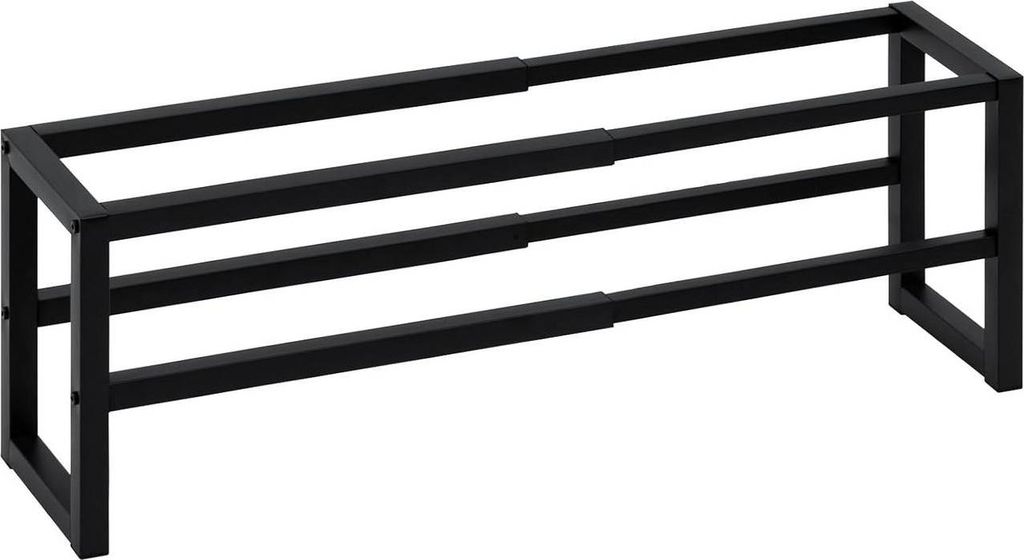WOLTU Schuhregal mit 2 Ebenen, Schuhablage ausziehbar, aus Metall, Schwarz