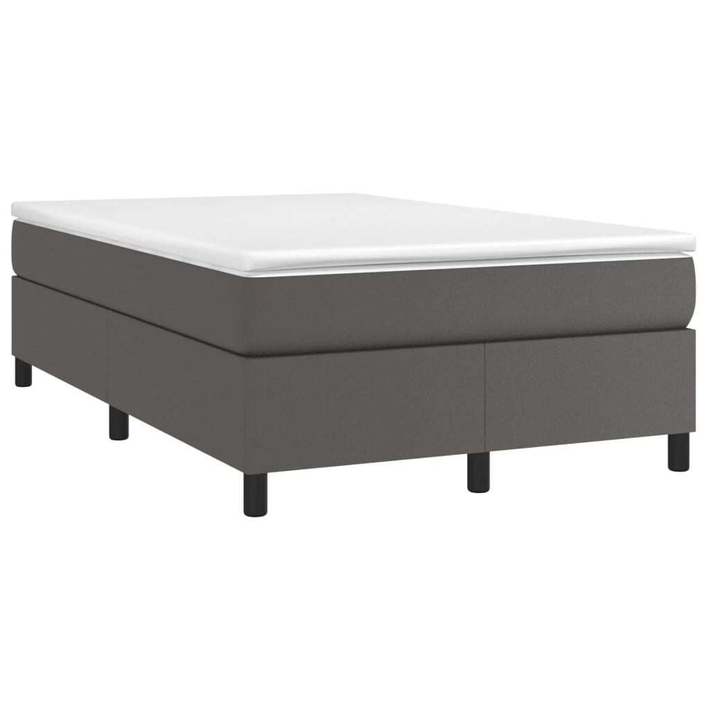 Grau Boxspringbett mit Matratze Grau 120x190 cm Kunstleder ,Design 2024 Neu