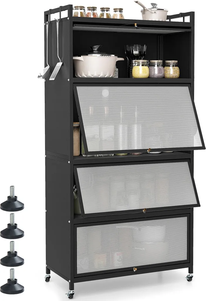 Scaffale Cucina Metallo COSTWAY - Mobile Industriale 5 Livelli per Microonde
